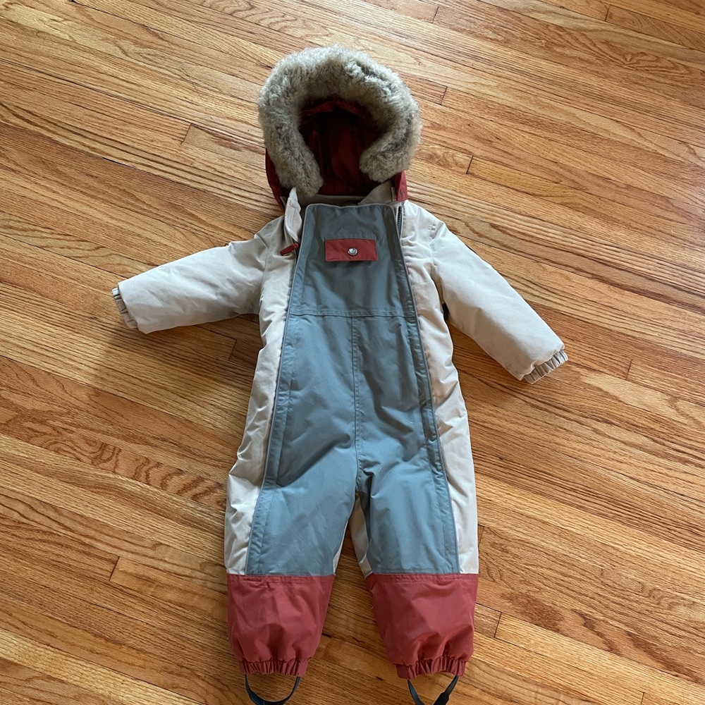 Val D'Isere Color-blocked Snowsuit Green/Sand size 86 (18-24m)